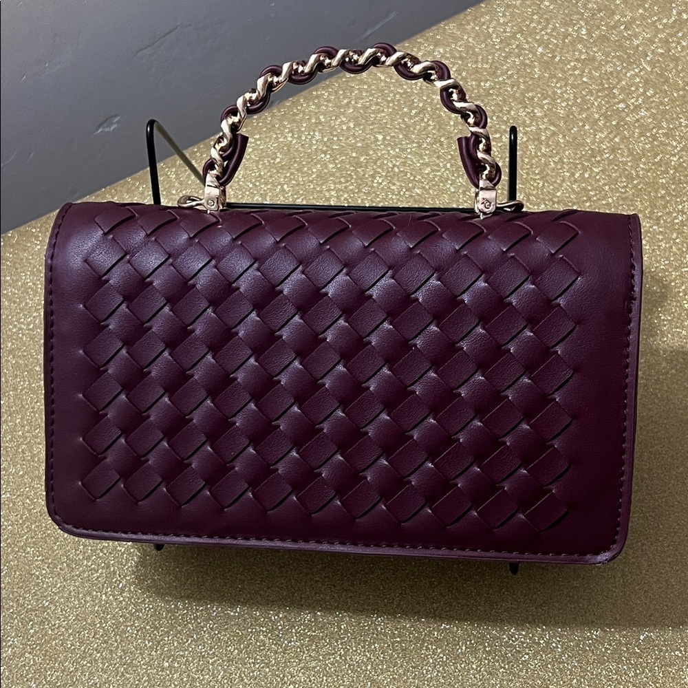New Elegant Woven Burgundy Clutch and Crossbody - Picture 3 of 17